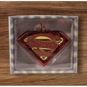 Kurt Adler Ornament Superman Glass Christmas 2000 Logo Blown DC Comics Boxed Y2K